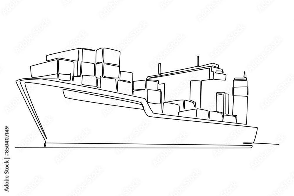 International logistics and cargo delivery concept. Single line draw design vector graphic illustration. International logistics and cargo delivery concept. Single line draw design vector graphic illustration.