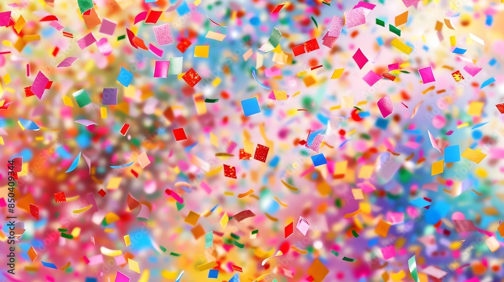 A colorful explosion of confetti is falling from the sky A colorful explosion of confetti is falling from the sky