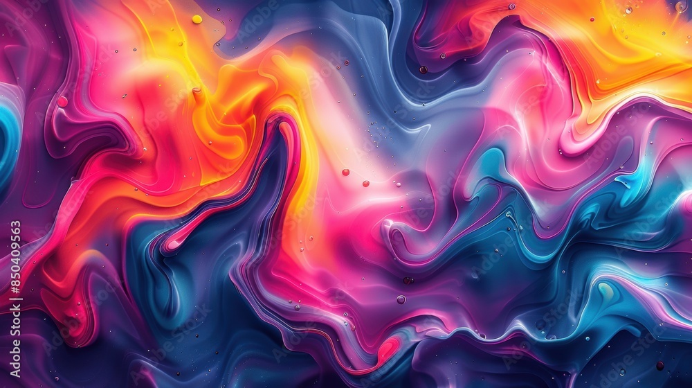 Fototapeta premium A vivid abstract design featuring swirling neon colors, creating a vibrant and energetic visual effect ideal for creative and modern themes.