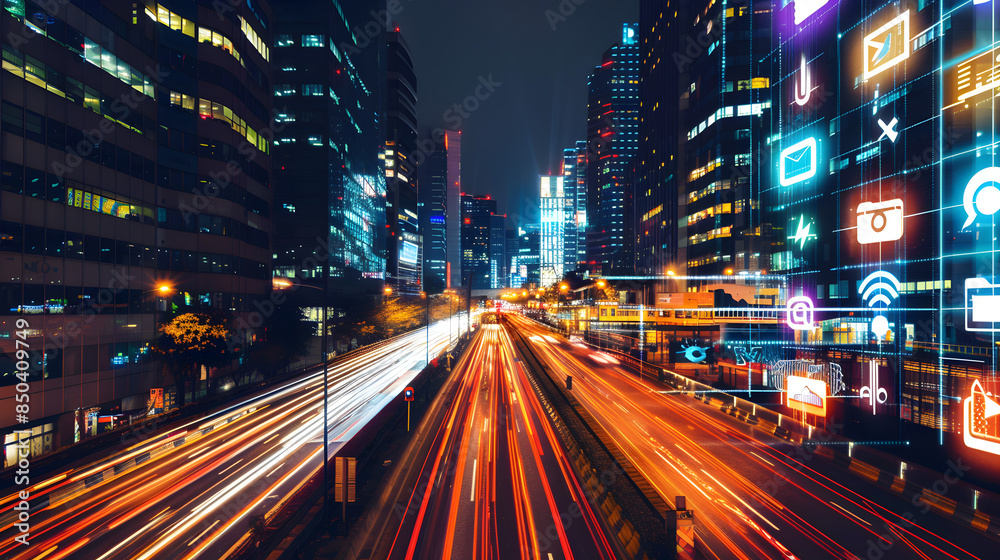 Obraz premium Technology involves applying scientific knowledge for practical purposes, encompassing tools, systems, and methods to solve problems or attain goals. Networks are connections between devices enabling