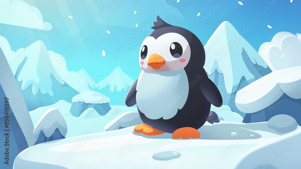 Naklejka premium Engage your attention and boost your logic skills with this educational game featuring a cute cartoon penguin