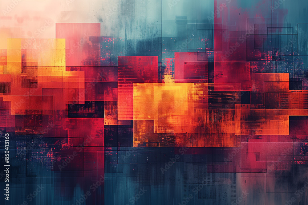 Naklejka premium abstract vibrant art background with squares