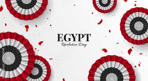 Egypt Revolution Day. Celebration banner. Cockade. Vector Illustration
