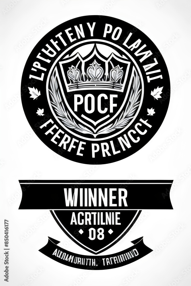 Obraz premium a vector illustration of a police badge, military, law enforcement, military, black and white, Emblem, Shield, Insignia, Officer, Authority, Security, Protection, Honor, Duty, Symbol, Justice