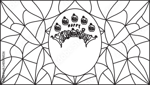 line art haloween spider web silhouette vector sketch