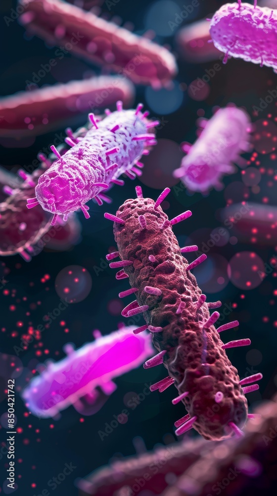 Microscopic View of Rod-Shaped Bacteria in a Purple Hue Microscopic View of Rod-Shaped Bacteria in a Purple Hue