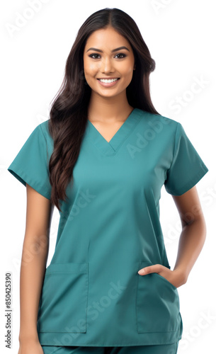PNG Indian female doctor portrait scrubs nurse. © Rawpixel.com