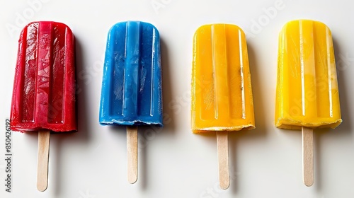 Four Popsicles on White Background