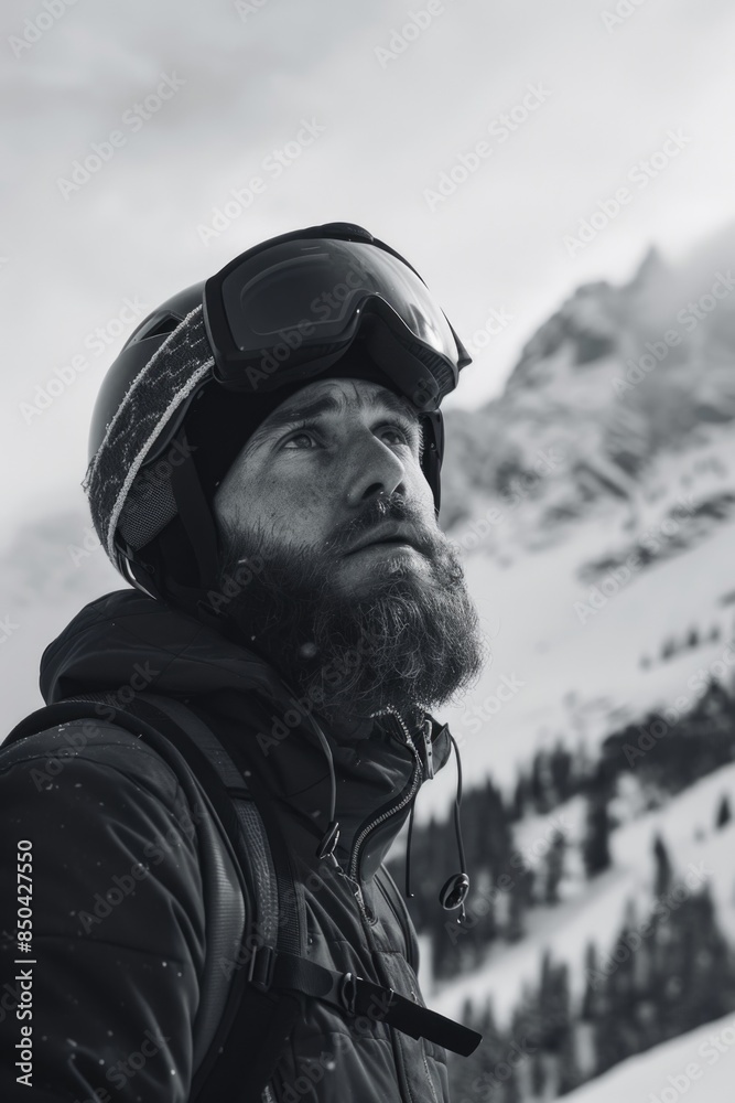 A person wearing protective gear, possibly engaged in adventure or DIY activities A person wearing protective gear, possibly engaged in adventure or DIY activities