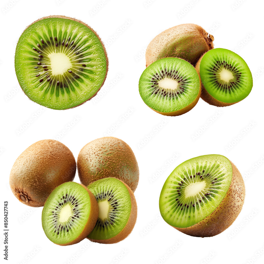 Fototapeta premium set kiwi isolated on trasparent background 