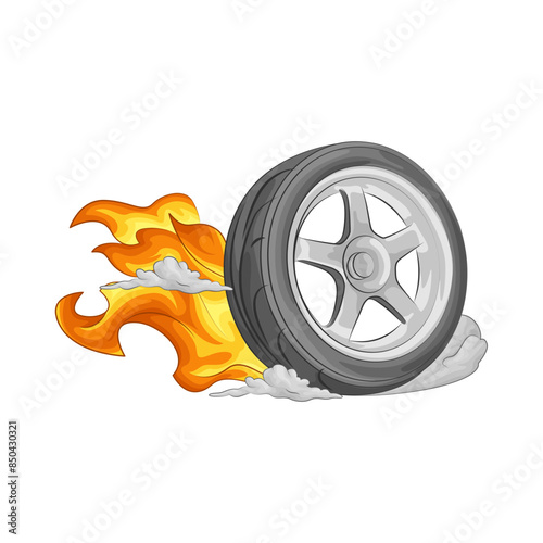 Illustration of burning tire 