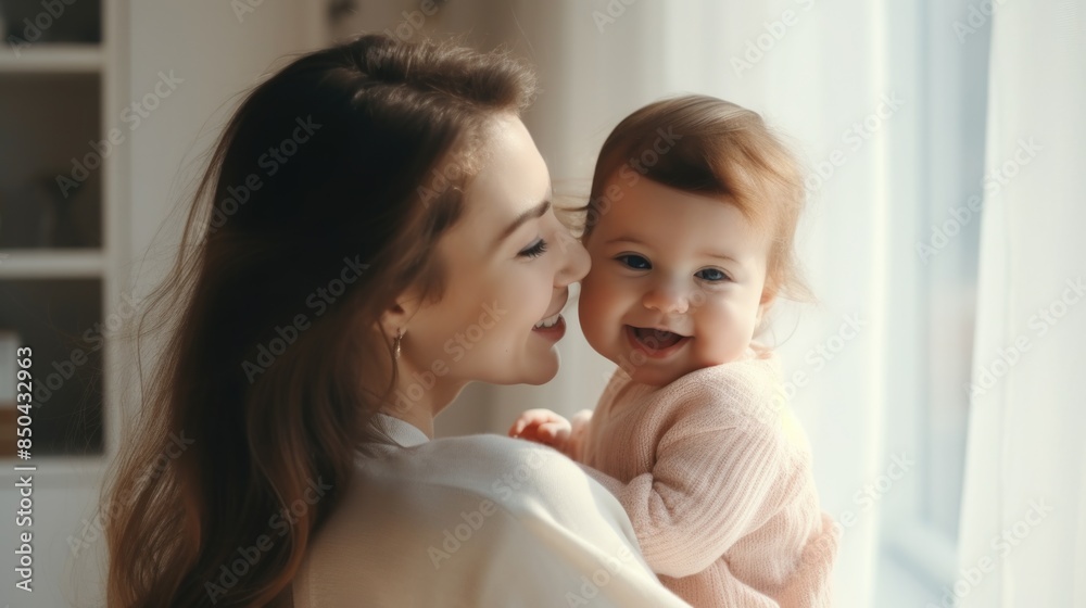 A mother cradling her newborn child A mother cradling her newborn child