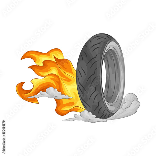 Illustration of burning tire 