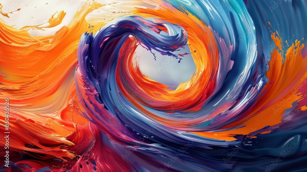 Abstract Swirling Paint in Blue and Orange Abstract Swirling Paint in Blue and Orange