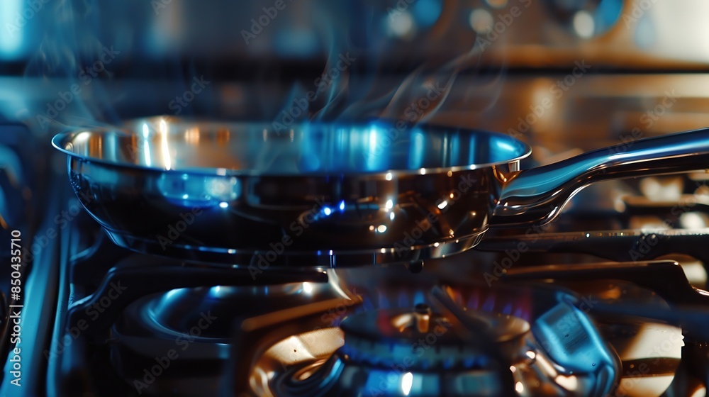 stainless pan on the hob cooking on a gas stove the cost of gas in Europe : Generative AI stainless pan on the hob cooking on a gas stove the cost of gas in Europe : Generative AI