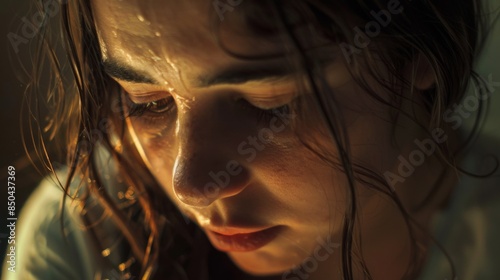 Melancholic Latina Despondent Grief-stricken tearful photo