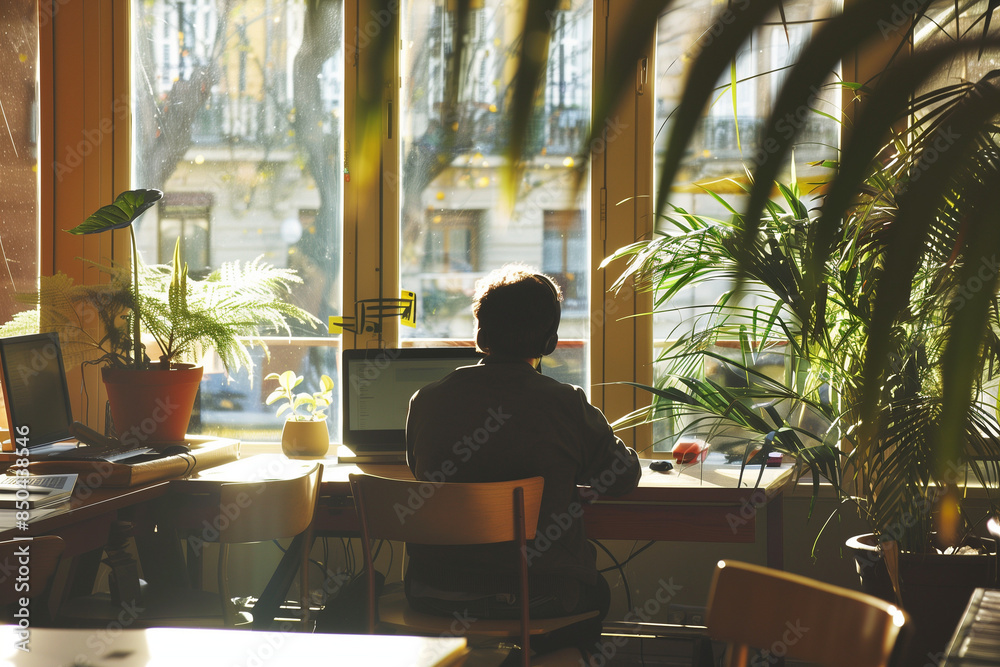 young business people working in an sunny office