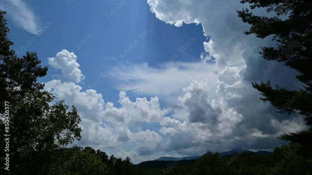 Summer afternoon in North Carolina mountains in the Lake Lure area, time lapse Summer afternoon in North Carolina mountains in the Lake Lure area, time lapse