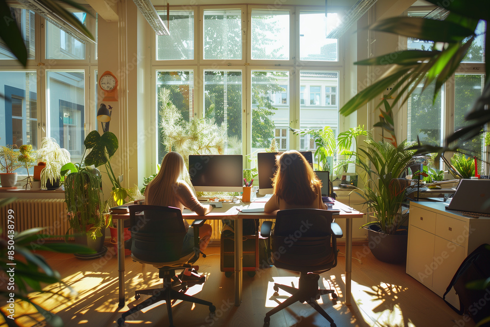 young business people working in an sunny office young business people working in an sunny office