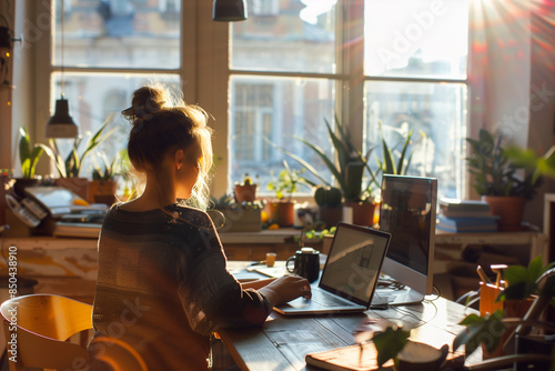 young business people working in an sunny office