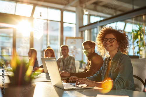 young business people working in an sunny office