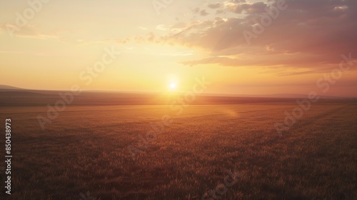 Natural Sunset Sunrise Over Field Or Meadow Bright Dramatic Sky And Dark Ground Countryside Landscape Under Scenic Colorful Sky At Sunset Dawn Sunrise Sun Over Skyline Horizon Warm Col : Generative AI