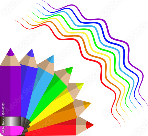 logo set colored rainbow pencils