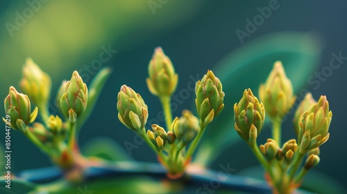 Blossoming stages of porang plant shoots photo