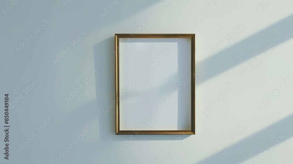 empty picture frame on white wall background with copy space : Generative AI
