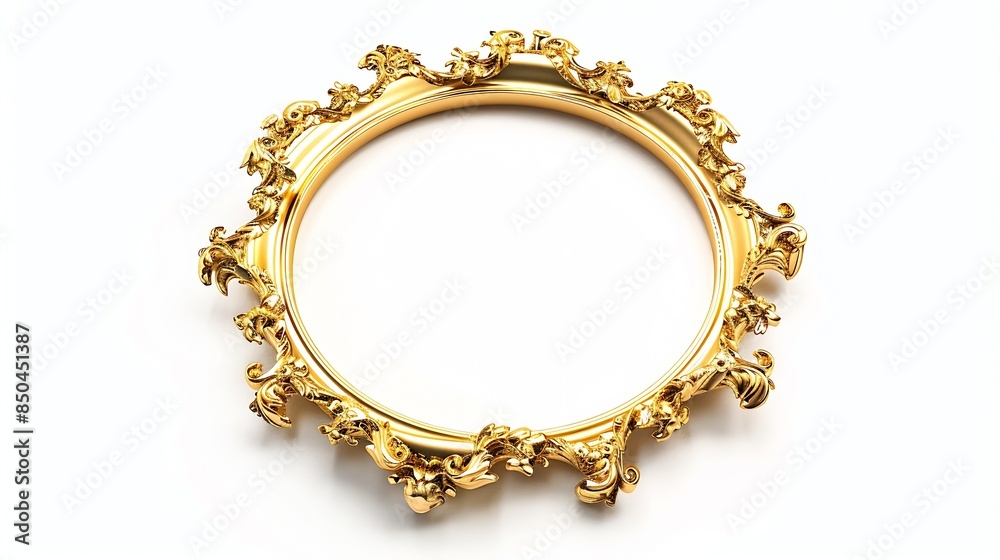 antique golden frame isolated on white background : Generative AI