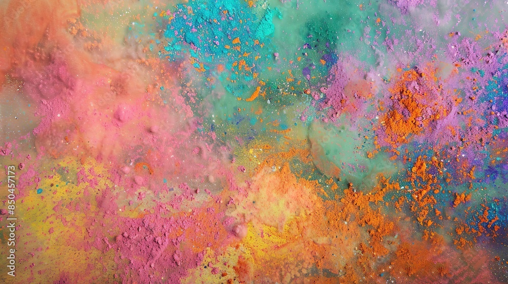 Close-up of vibrant colored powder, fine texture, bright hues, soft indoor light. Close-up of vibrant colored powder, fine texture, bright hues, soft indoor light.