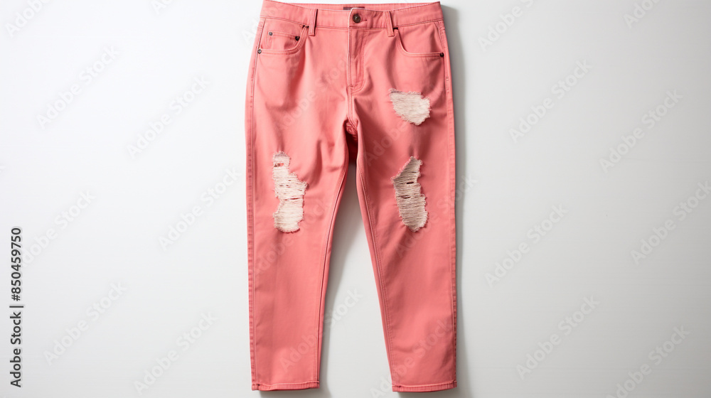 pink ripped jeans isolated on white pink ripped jeans isolated on white