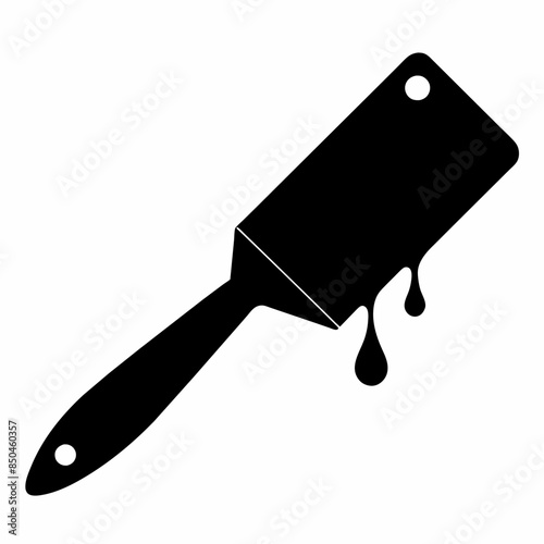 Black silhouette of a putty knife isolated on a white background. Concept of construction tool illustration. Minimalist style. Print, icon, logo, template, graphic element for design.