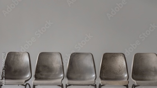 Wallpaper Mural Modern Minimalist Studio Shot Featuring a Row of Empty Chairs Against a Gray Background, Perfect for Concepts of Simplicity, Space, and Contemporary Design Torontodigital.ca
