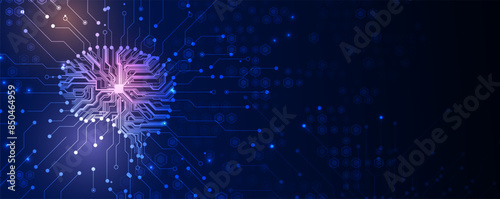 Abstract Artificial intelligence. Cloud computing. Machine learning. Technology web background. Virtual concept futuristic background. Vector art.