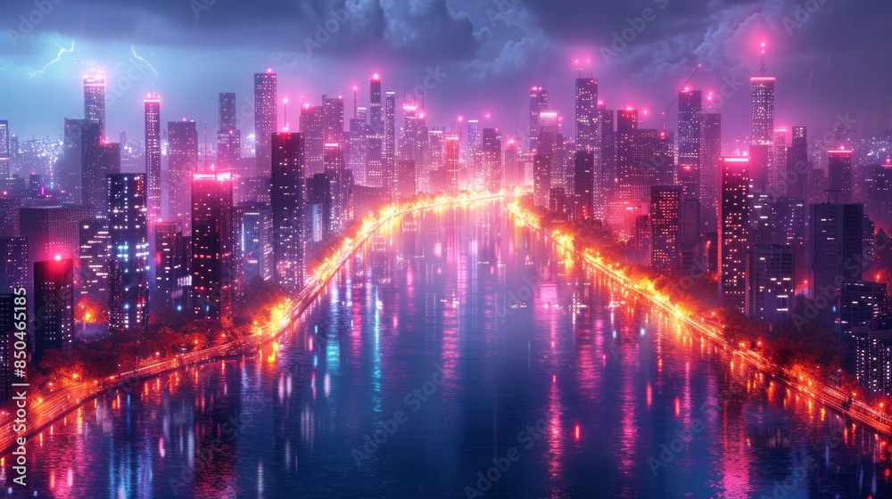 Illustrate a smart city with integrated IoT sensors monitoring energy Illustrate a smart city with integrated IoT sensors monitoring energy