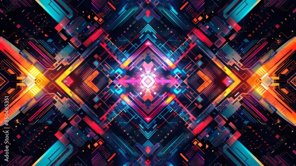 Fototapeta premium Abstract Geometric Pattern With Bright Colors