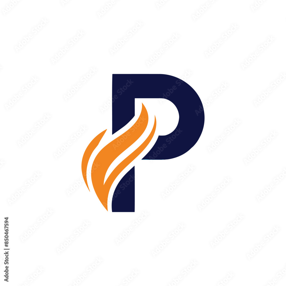 Illustration of letter P flaming fire logo Illustration of letter P flaming fire logo