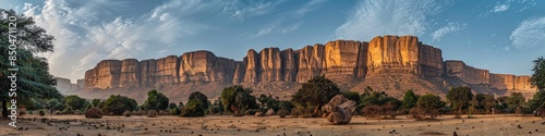 The impressive Bandiagara Escarpment in Mali, known for its dramatic cliffs and Dogon cultural heritage photo