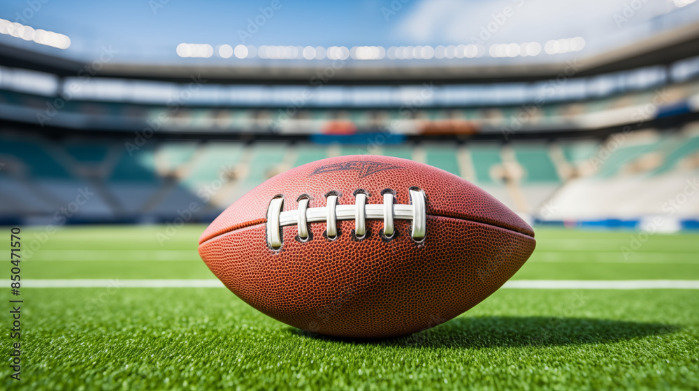 Obraz premium Close-up Football on Stadium Field