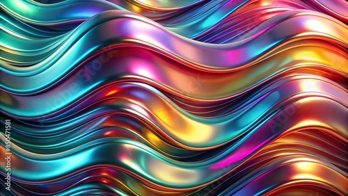 abstract iridescent chrome background with colorful waves, abstract,iridescent, chrome, background, colorful, waves
