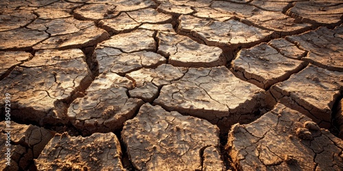 Cracked earth texture, sun-baked soil, intricate fissures, high resolution, dry and arid, detailed and natural, stark beauty, desert floor