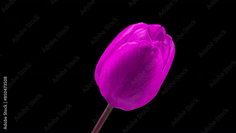 Blooming Splendor: Time-Lapse of a Lone Pink Tulip Blooming Blooming Splendor: Time-Lapse of a Lone Pink Tulip Blooming