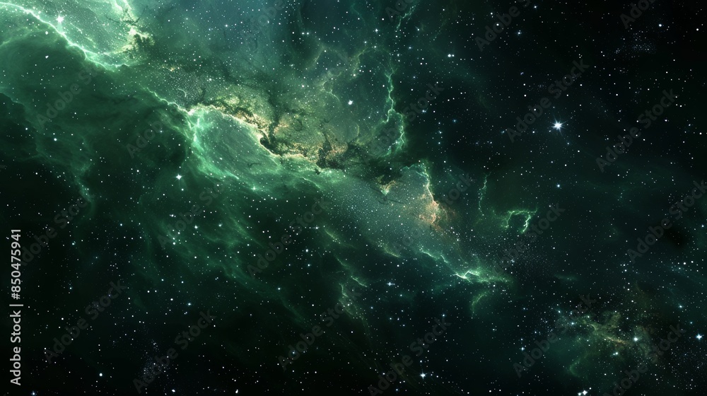 Fototapeta premium The background is black space. With bright green color.