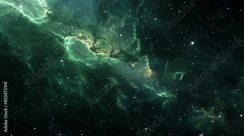 The background is black space. With bright green color.