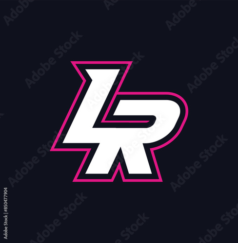 Bild auf Leinwand LR merged logo lr letter Pink outline mascot style elegant design