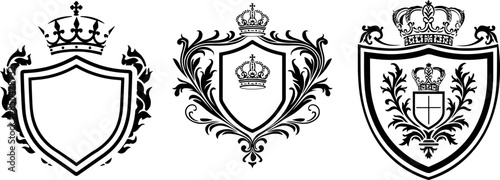 set black and white shield with crown