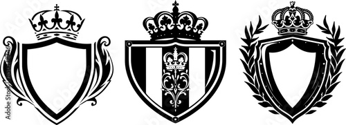 set black and white shield with crown