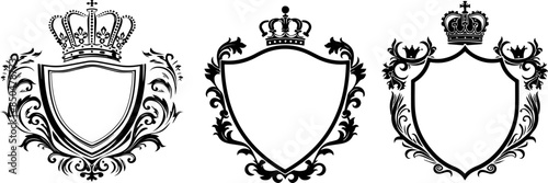 set black and white shield with crown