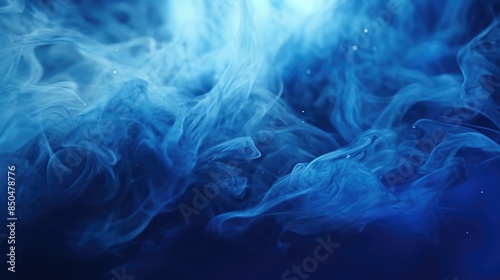 A close-up view of blue smoke on a black background, perfect for abstract or conceptual designs